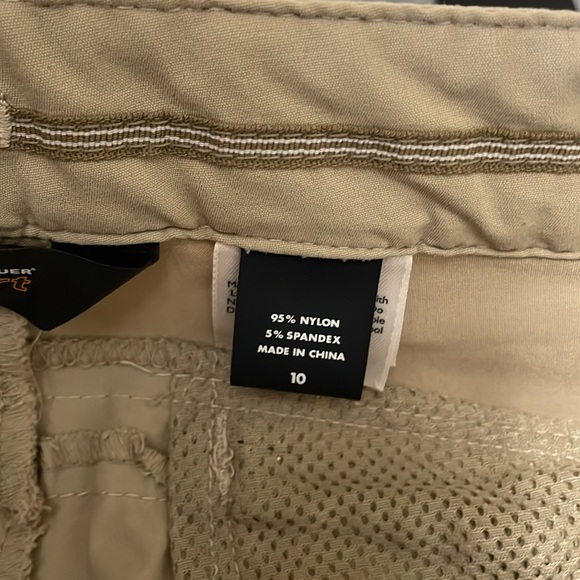 Eddie Bauer Sport Adjustable Capri's Size 10 Stretch 4 Zipper pockets Tan Hiking - Picture 7 of 16